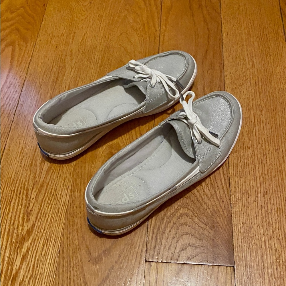 Keds silver boat shoes